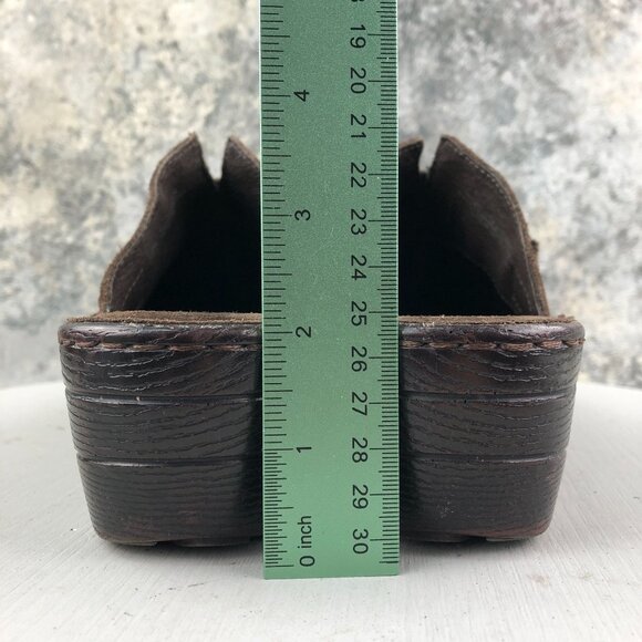 Born Women's Size 7 Brown Leather Suede Closed Toe Heeled Slip On Mules - Picture 7 of 13